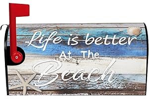 GIANLAIMA Beach Summer Ocean Starfish Life Plank Mailbox Magnetic Post Mailbox Cover Garden Decor Outdoor Large 25.5" X 21"