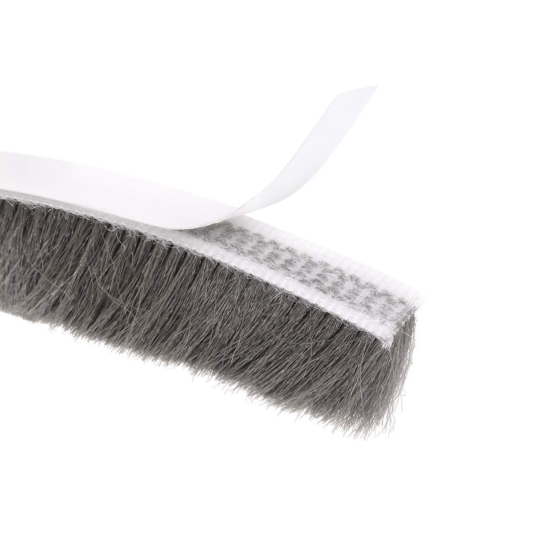sourcing map Brush Weather Stripping, Adhesive Felt Doors Seal Strip Weatherstrip Door Sweep Brush for Window 197Inch L X 0.6 Inch W (5000mm X 15mm) Gray