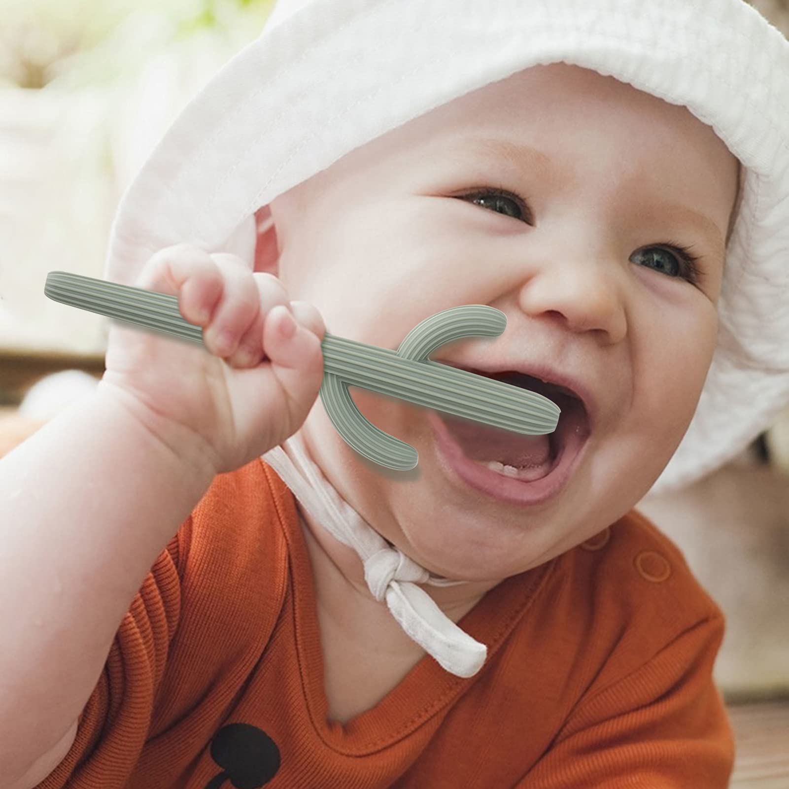 Baby Teething Toy, Socub Silicone Teethers for Babies and Infants, Baby Cactus Teether for Self-Soothing Pain Reliefe, Easy to Hold, BPA Free, 3+Months, Sage