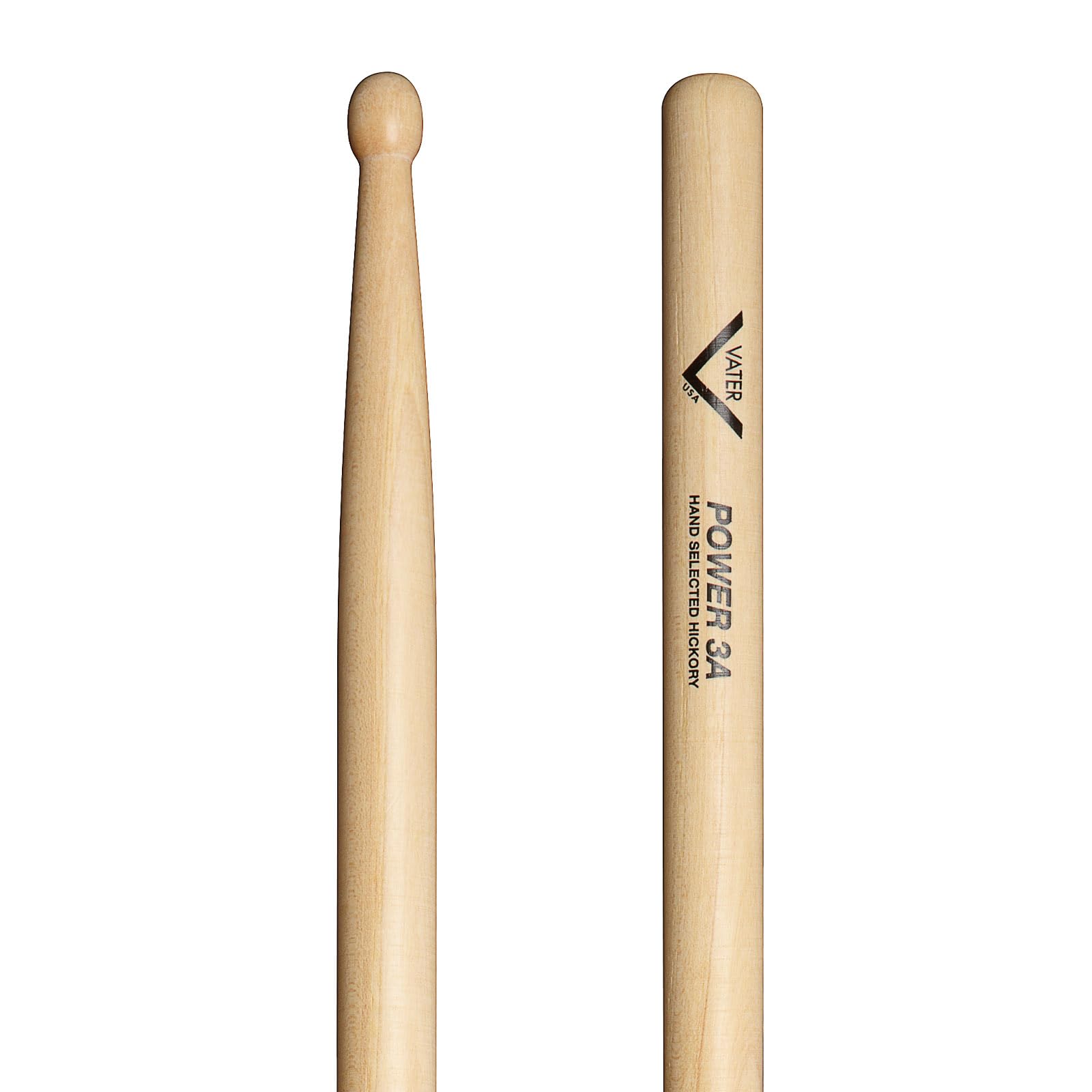 Vater Drumsticks VHP3AW - Power 3A American Hickory Series - Barrel Wood Tip