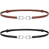 WERFORU Women Classic Leather Belt With Square Gold Silver Buckle For Jeans Pants