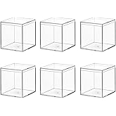 Ganydet 6 Packs Clear Acrylic Plastic Box, Acrylic Boxes with Lids, Small Square Containers 2.1''×2.1''×2.2'', Plastic Square