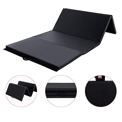Homevibes 4' x 8' x 2&quot; Gymnastics Mat Thick Folding Panel Tumbling Mat Gym Exercise Aerobics Mat with Handle Compatibility with Yoga Stretching Cheerlanding Martial Arts