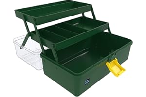 beLaxed 13 inches Craft Organizers and Storage Box, 3-Layers Multifunctional Plastic Sewing Organizing Box with Handle, for Medicine, Art Supply, Makeup, Hair Accessories, Organizer Bins