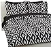 Amazon Basics Lightweight Microfiber Bed-in-a-Bag Comforter 7-Piece Bedding Set, Full/Queen, Black Aztec, Printed