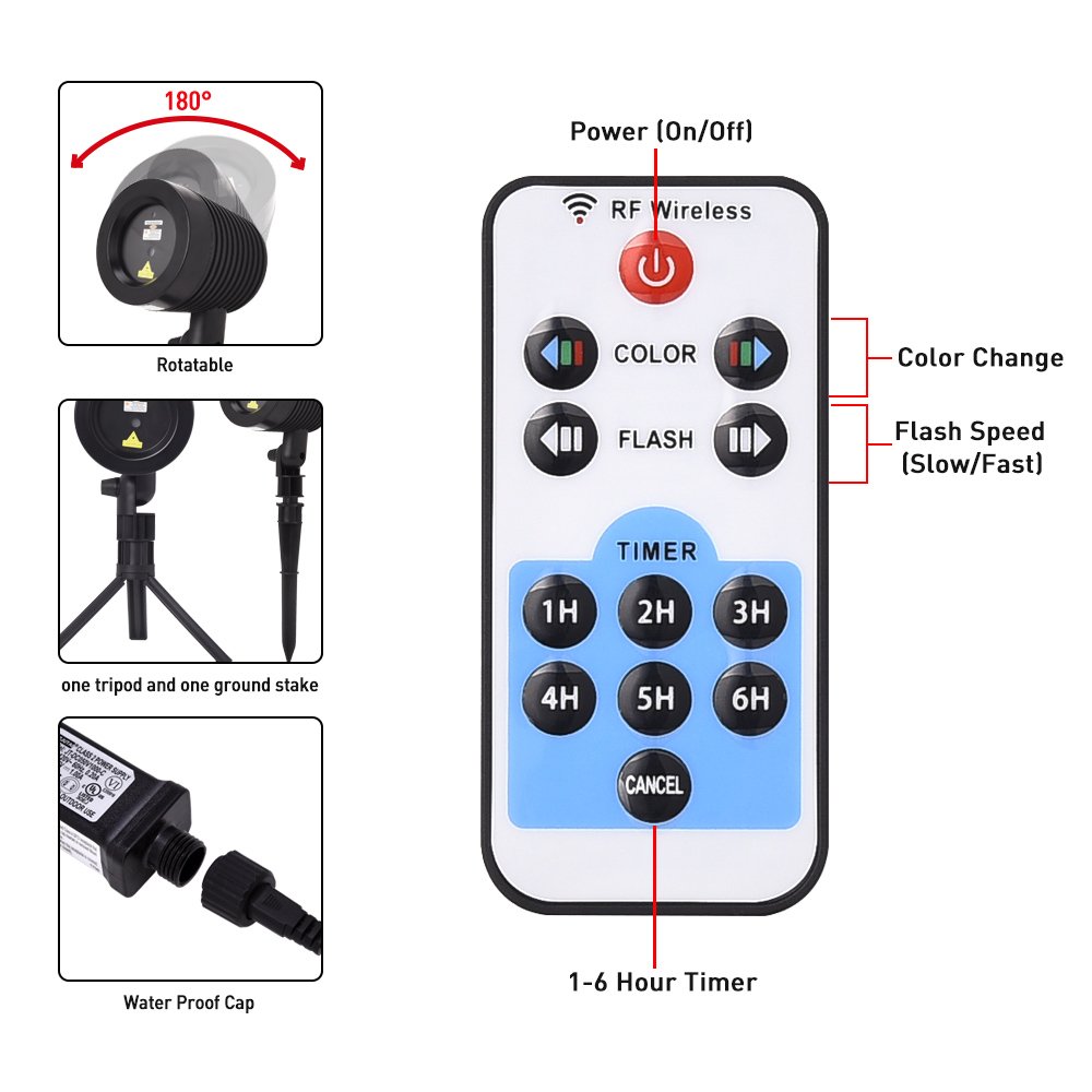 Christmas Laser Lights Landscape Projector Lights Outdoor Waterproof Laser Lamp for Halloween Outdoor Garden/Yard