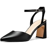 Juliet Holy Womens Closed Toe Heels Chunky Block Heel Ankle Strap Pumps Slingback Heeled Sandals