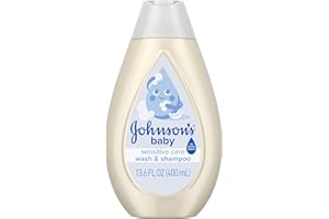 JOHNSON'S BABY Johnson's Sensitive Care Baby Wash & Shampoo, Daily Moisturizing 2-in-1 Baby Wash & Shampoo to Gently Cleanse Without Drying Out Sensitive Skin, Light Scent, Hypoallergenic, 13.6 fl. oz