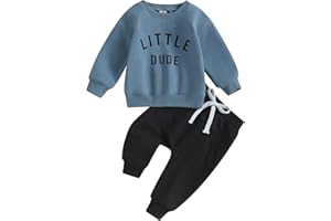 Murnouche Toddler Baby Boy Fall Winter Outfits Letter Crewneck Sweatshirt Casual Pants 2Pcs Clothes Set