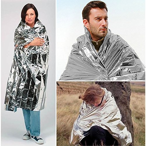 UBEGOOD Emergency Blanket,10 Pack Silver Space Blanket, 52" x 82