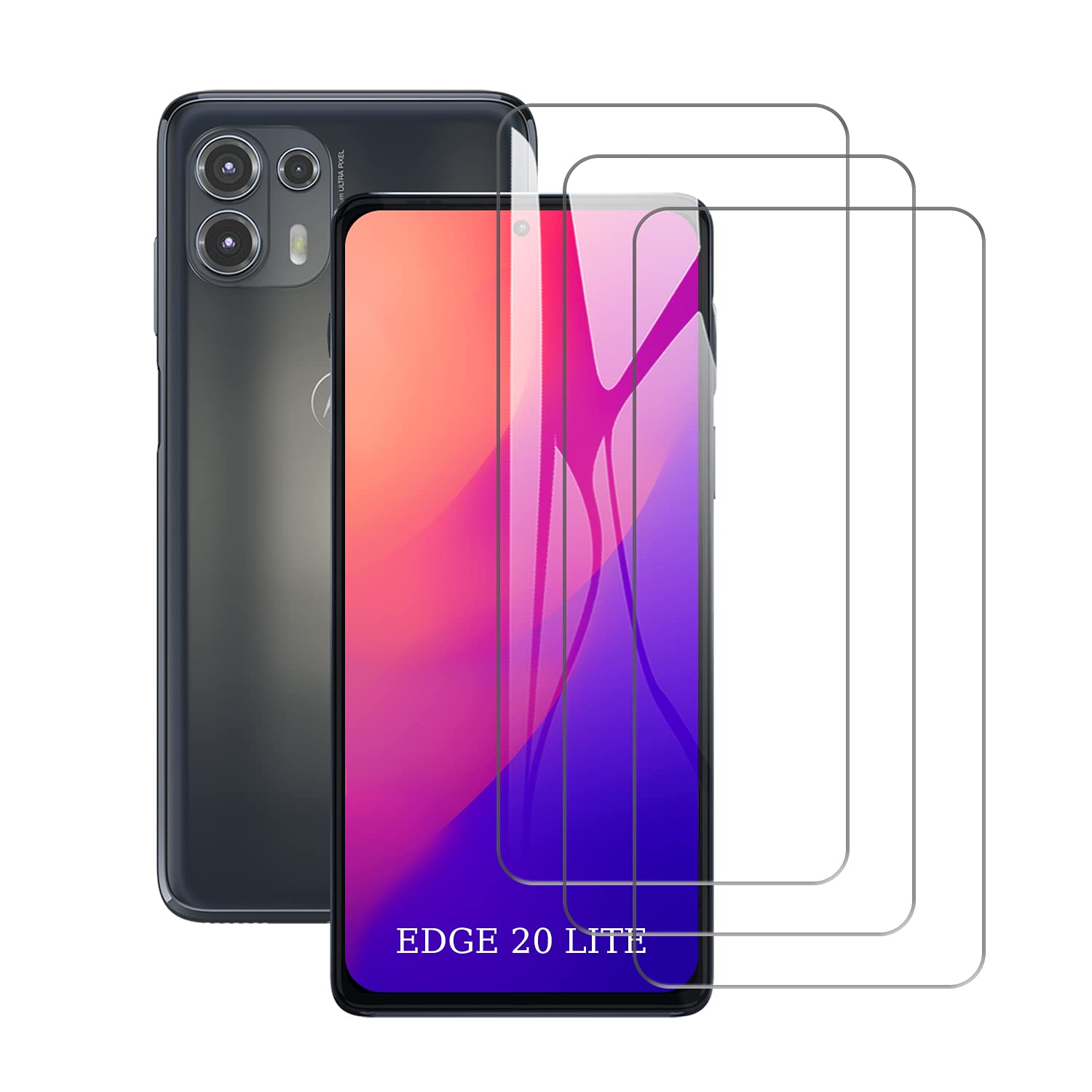 SCL Screen Protector for Motorola Edge 20 Lite, 3-Pack Crystal Clear Series Tempered Glass for Moto Edge 20 Lite, Case-Friendly, 9H