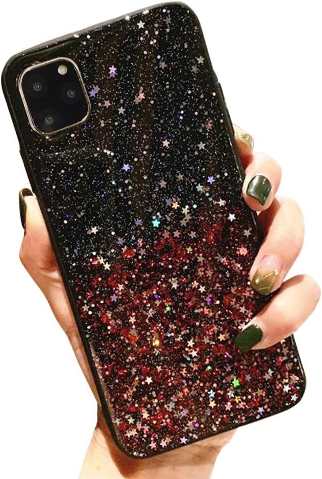 Compatible with Apple iPhone 11 Pro Max Case Bling Glitter Cover Girly Bumper Gradient Sparkle Soft Skin Protective Shell iphone2019 6.5 Inch (Red)
