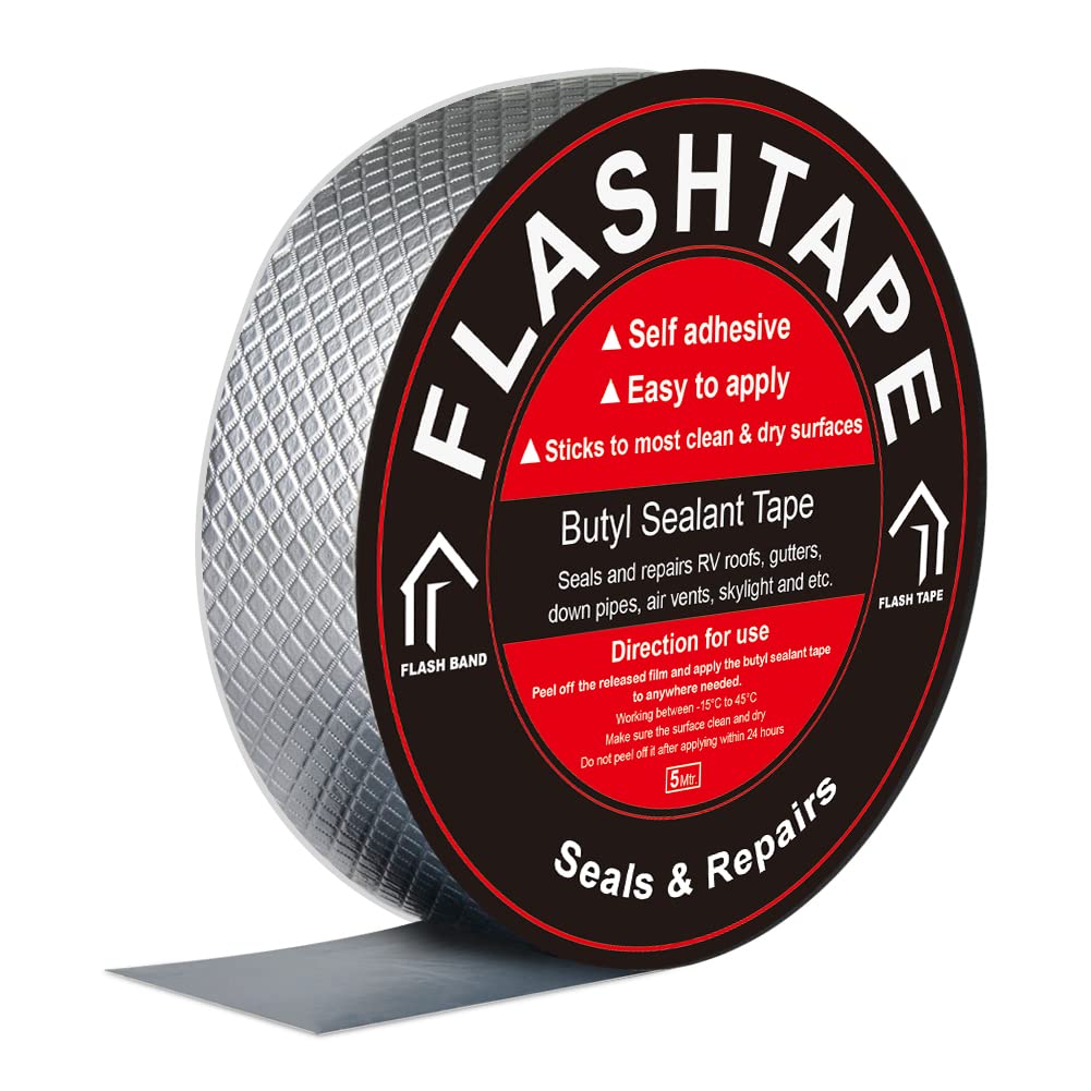fowong Waterproof Tape, 30mm(W) x 5M(L) Butyl Tape for Leaks and Outdoor Use, Butyl Rubber Sealant, Caravan Tape, RV Seal Tape for RV Punctures, Motorhome, RV Sealant Tape