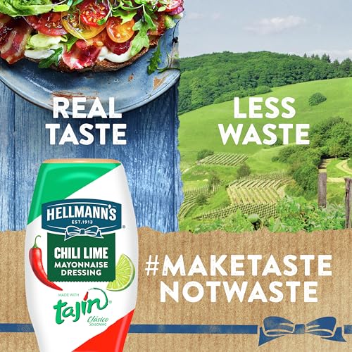 HELLMANN’S MAYONNAISE DRESSING CHILI LIME FOR GRILLED CORN, TACOS, GRAIN BOWLS & MORE,WITH TAJÍN CLÁSICO SEASONING, REAL INGREDIENTS & NO ARTIFICIAL FLAVORS, 11.5 OZ