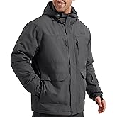 FREE SOLDIER Men's Waterproof Ski Jacket Fleece Lined Warm Winter Snow Coat with Hood Fully Taped Seams