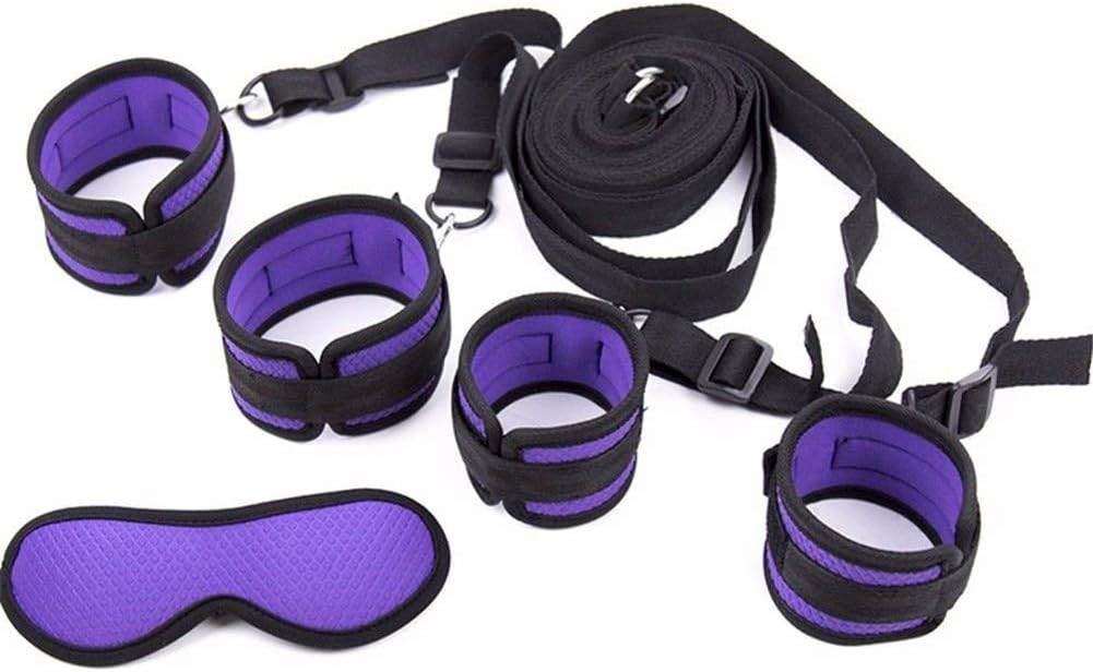 Blindfold Eye Mask and Soft Nylon Straps Set Adjustable Wrist DIY Kit Sports Training for Legs (Purple)