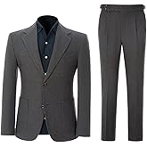 2 Piece Mens Suit Tweed Woolen Blend Casual Suits for Men Blazer Wool Retro Slim Fit Winter Suit for Wedding