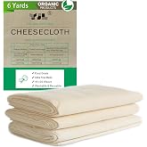 YJL Organic Cheese Cloth Unbleached Cotton for Straining Extra Fine 6 Yards | 100% Organic Food Grade Cheesecloth, Washable Reusable Cotton Cloth Ultra Fine Mesh for Filtering, Canning, Kitchen Steaming