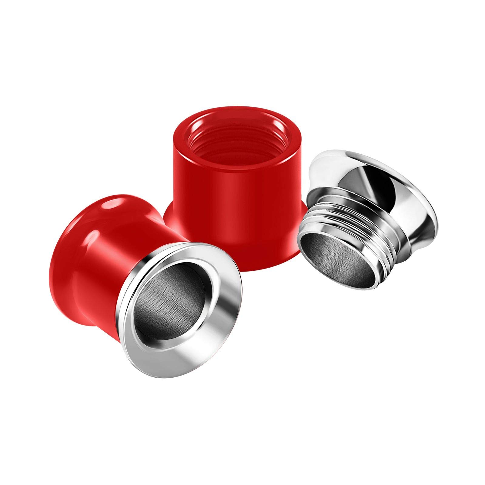 2PCS 00g 10mm Flesh Red Acrylic With Steel Internally Ear Stretcher Gauge Tunnel Plug Lobe Earring Piercing Jewellery 5458