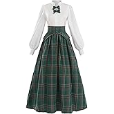 LTAKK Victorian Dress for Women Plaid Edwardian Renaissance Dresses Vintage Tartan Skirt