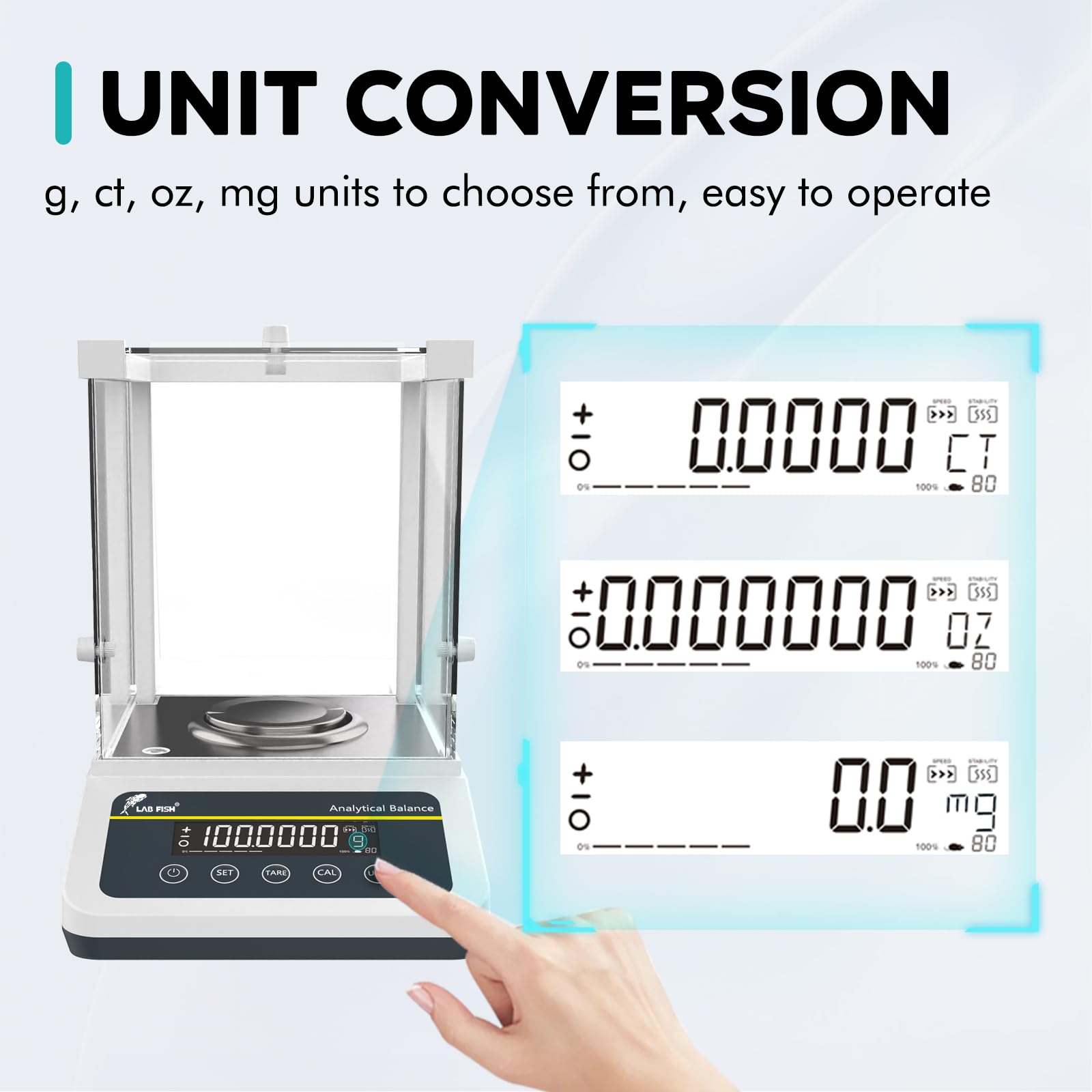LAB FISH Analytical Balance 120g X 0.1mg Scale High Precision 0.0001g ...