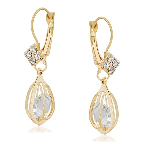 VK Jewels Cubic Zirconia Drop Earrings for Women (Golden) (vkerz1664g)