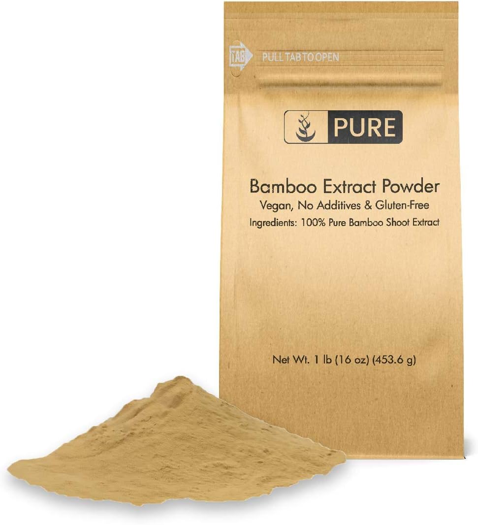 Bamboo Extract Powder (1 lb, ยฝ TSP per Serving), 100% Pure & All-Natural, Non-GMO & Gluten-Free, Healthy Hair & Skin*, Strengthen Joints & Bones*, Eco-Friendly Packaging