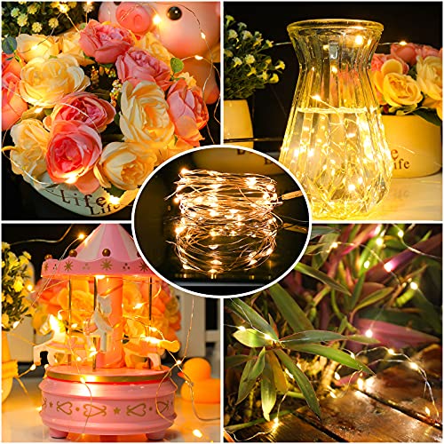 Mandiq Fairy Lights Battery Operated, String Lights 10ft 30 LEDs, Flashing and Constant Light Mode, Silver Wire Mini Lights for Festival, Christmas Decoration