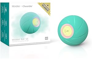 Cheerble [Enhanced Rubber Version] Intelligent Interactive Dog Toy Ball, Wicked Ball SE, 3 Interactive Modes, Active Rolling Ball for Puppy/Small Dogs with LED Lights, DC Rechargeable