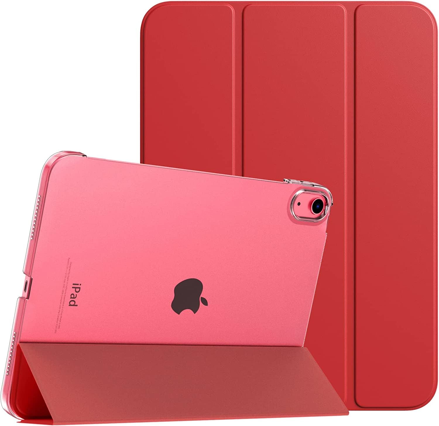 Smart Magnetic Folio Case For iPad A16 (11th Generation 2025) and For iPad 10th Generation 2022, Ultra Slim Lightweight Stand Cover For iPad-11, iPad-10, Support Touch ID & Auto Wake/Sleep (Red)