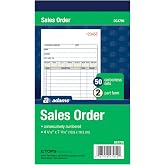 Adams Sales Order Book, 2-Part, Carbonless, White/Canary, 4-3/16 x 7-3/16 Inches, 50 Sets per Book (DC4705)