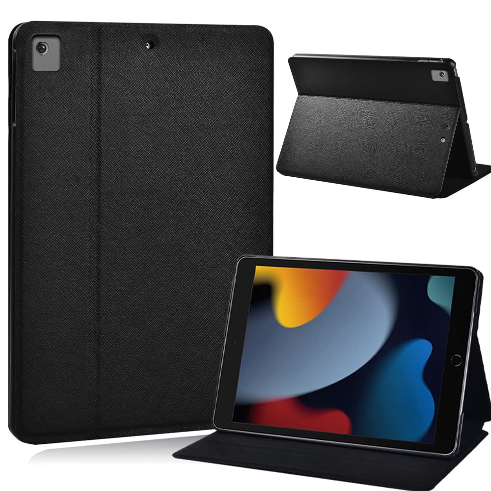 Leather lightweight Tablet Stand Smart Cover Case with Auto Sleep/Wake Fit iPad 9/8/7(10.2-Inch, 2021/2020/2019, 9th/8th/7th Gen), iPad Air 3 10.5" (2019),iPad Pro 10.5" (2017),(black)