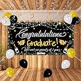 90shine 25PCS Graduation Party Supplies 2020 - Large Congrats Grad Banner Garland Photo Backdrop+Balloons+Hanging Swirls Decorations Favors
