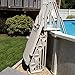 Vinyl Works AF Adjustable 24 Inch Ladder for Above Ground Swimming Pools with Secure Gate Closure and 2 Deck Mount Flanges, White