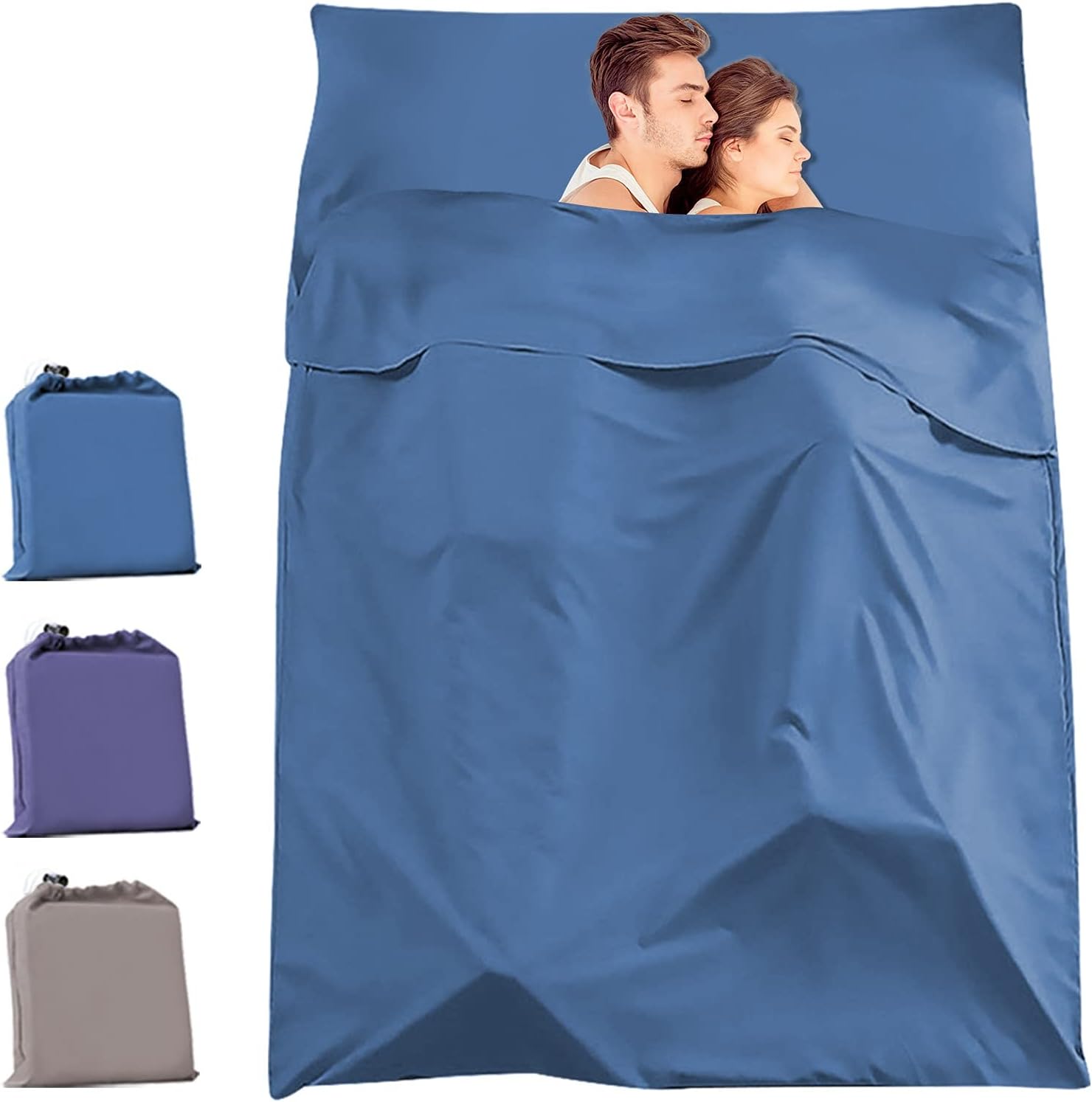 Travel and Camping Sheet Sleeping Bag Liner, Lightweight Compact Portable Adult Thin Sleeping Bag Sack, Premium Soft Hotel Sleep Sheet for Traveling Hostels Picnic : Sports & Outdoors