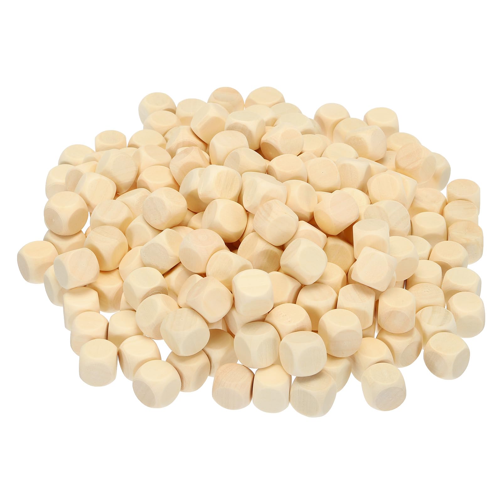 PATIKIL 15mm Blank Wooden Dice, 200 Pack Unfinished Wooden Blocks 6 Sided Wood Cube with Rounded Corners Square Wood Blocks for DIY Craft Projects