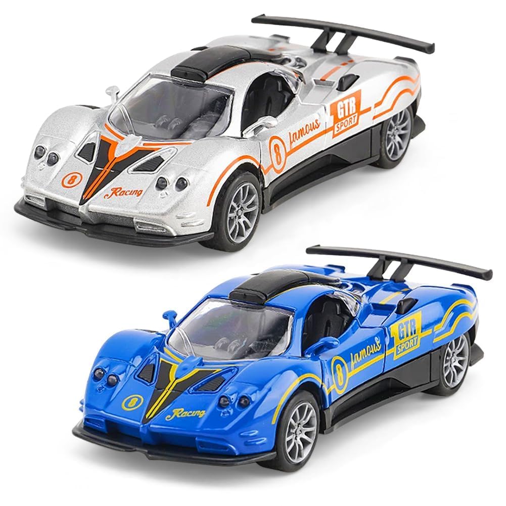 FCXVXCL Model Car 2PCS Alloy Pull Back Cars Toy Vehicle Diecast Vehicle Model Open Doors by Manual Premium Collectible Birthday Gift for Boys and Girls Children's Day Christmas — image 1