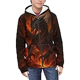 3D Dragon Theme Boys Girls Zip Up Hoodie Comfy Long Sleeve with Pockets Casual Kid Hooded Sweatshirts 8-16 Years