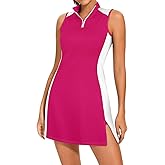 Viracy Tennis Dress Golf Dresses for Women with Shorts, Pockets Sleeveless Zip Up Stand Collar Lightweight Athletic Dress