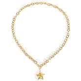 Mikovivi Star Necklace for Women, Gold Cute Chunky Star Pendant Necklace Trendy Thick Chain Jewelry for Women Birthday Gifts
