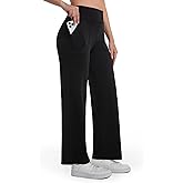 Sunvalix Wide Leg Yoga Pants Women High Waist Sweatpants with Pockets Comfy Stretch Loose Casual Lounge Trousers