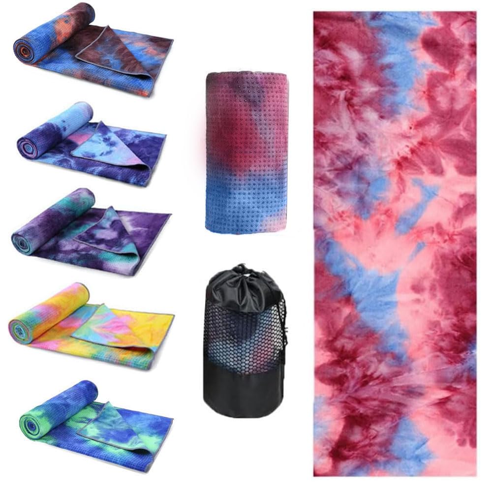 Oaygat Yoga Mat Towel Non Slip Hot Yoga Towel with Grip Dots 24" x72" Quick Dry Yoga Blanket Super Soft Sweat Absorbent Microfiber Mat Cloth Towel with Mesh Carry Bag for Hot Yoga Pilates Bikram Gym