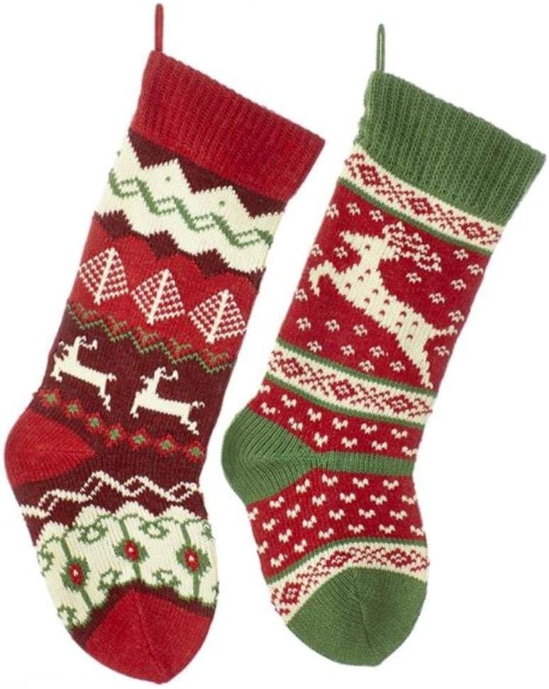 Stockings & Holders - Kurt Adler 20-inch Knit Reindeer Stockings 2 Assorted