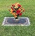 Sympathy Silks Artificial Cemetery Flowers – Realistic Vibrant Roses, Outdoor Grave Decorations - Non-Bleed Colors, and Easy Fit - Fall Mix Bouquet