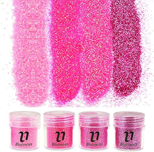 Blueness 4 Bottle/Set Pink Series Sequin Dust Gem Nail Glitter Decorations UV Glitter Powder 3D Nail Art Tips BG049-052