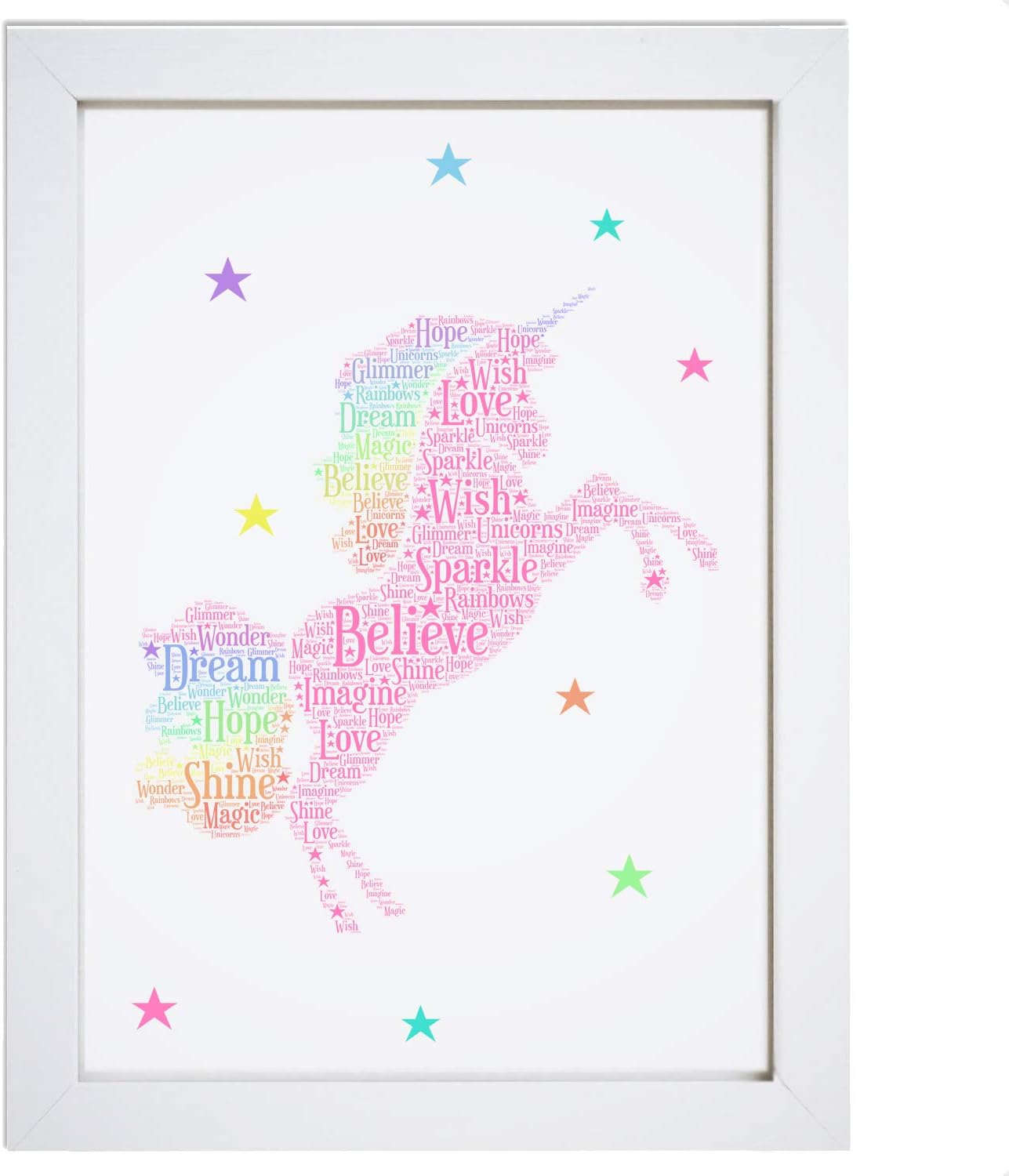 Violet Grace Pink Rainbow Unicorn Word Art Print Keepsake Girls Birthday Gift (Print Only)