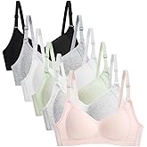 GAOIYO Teen Girls Training Bra Cotton Wire Free Adjustable Straps Breathable Bras 6 Pack