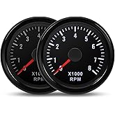 JAFOWSEY Tachometer 2-1/16" 52mm 8000RPM for 4-Stroke 2-8 Cylinder Gas Car | 2Inch Interior Analog Tach Gauge 0-8000RPM Black for 12V 4-Stroke 2 3 4 5 6 8 Cylinder Gasoline Car Truck Vehicle