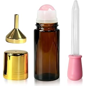 uninexus 50ml Amber Glass Roll-On Bottles For Castor Oil Brows & Lashes/DIY Perfume/Face Serum/Massage Oil, Essential Oils -