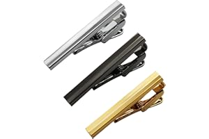 Simple Fashion skinny Tie Clip Length 1.5/2 inch 3 Pack Tie Bar Set Gold Silver Black Suitable for dating business wedding an